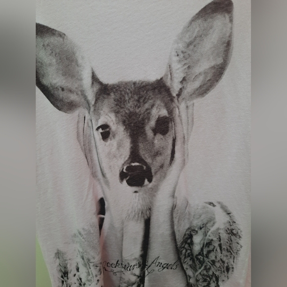 Rockstars & Angles Los Angeles Pink Graphic Bambi Deer Short Sleeve Top - Picture 2 of 9